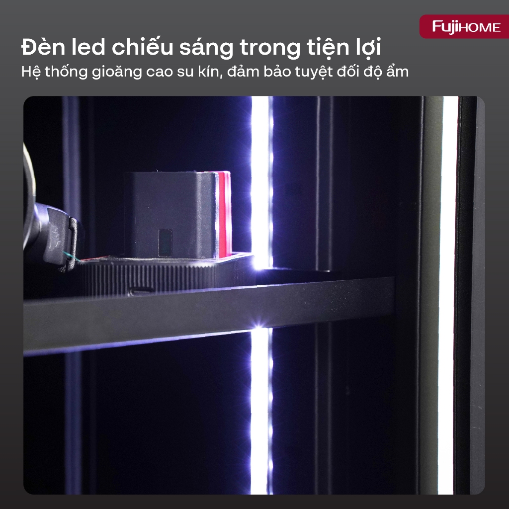 Tủ chống ẩm Nhập Khẩu 70L FUJIHOME DC-70E , Tủ hút ẩm máy ảnh điện tử chính xác có đèn dry cabinet chống xước