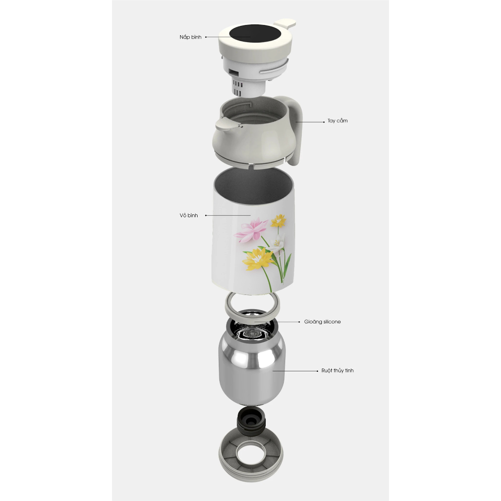 Bình ủ Rạng Đông RD-0900TS1.S 0.9L – Giữ Nhiệt Thủy Tinh Cao Cấp, Cách Nhiệt Bên Ngoài, Thiết Kế Tinh Tế Và Tiện Dụng