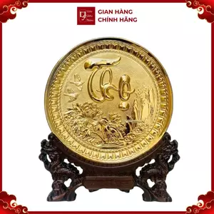 Tranh Đĩa Đồng Chữ Thọ , Mạ Vàng 24K ( Đường Kính 19cm ) - Cửu Diệu Thiên - ĐC008