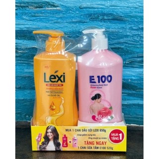 Dầu Gội Dưỡng Tóc Lexi 650g TẶNG Sữa Tắm E100 520g Hồng - Hàng Chính Hãng
