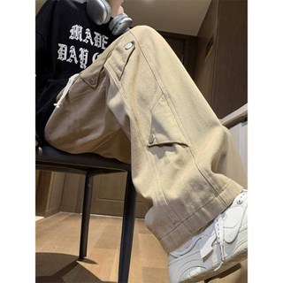 Quần Kaki Ống Rộng Dáng Suông Kaki Nam Nữ Phối 6 Nút Sườn Phong Cách Jogger Đường Phố - K1