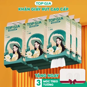 Khăn giấy cao cấp Top Gia Sắc Việt, giấy vệ sinh treo tường 1280 tờ 4 lớp, tặng móc treo