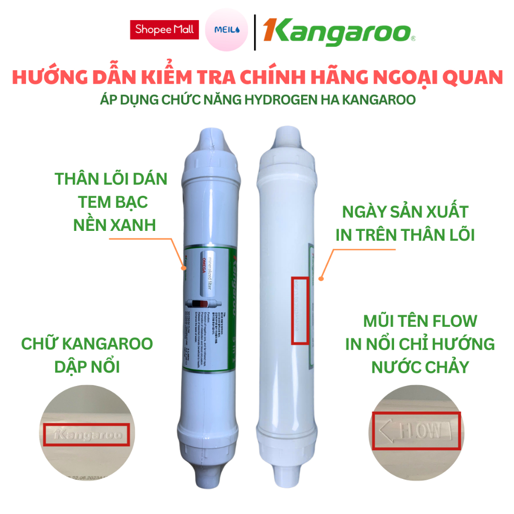 Combo 9 Lõi Lọc Nước KANGAROO Dòng Hydrogen Model KG100HI,KGHP66 Gồm 123 HK Màng RO Fir OrpH HypH MINERAL Nano,...