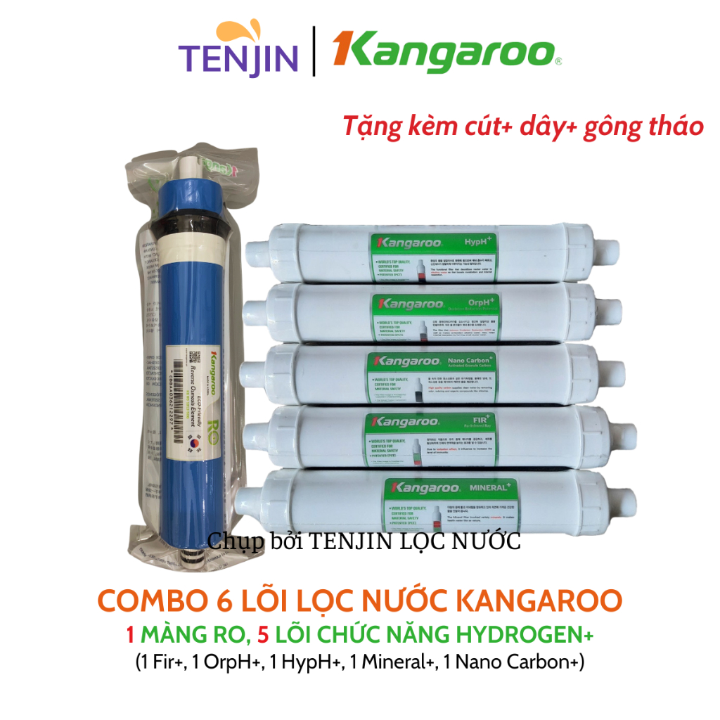 Combo 9 Lõi Lọc Nước KANGAROO Dòng Hydrogen Model KG100HI,KGHP66 Gồm 123 HK Màng RO Fir OrpH HypH MINERAL Nano,...