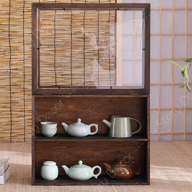 Tủ trưng bày bằng bộ ấm trà tách trà tủ đựng đồ dùng chống bụi, kệ bàn trà, kệ bánh đa năng