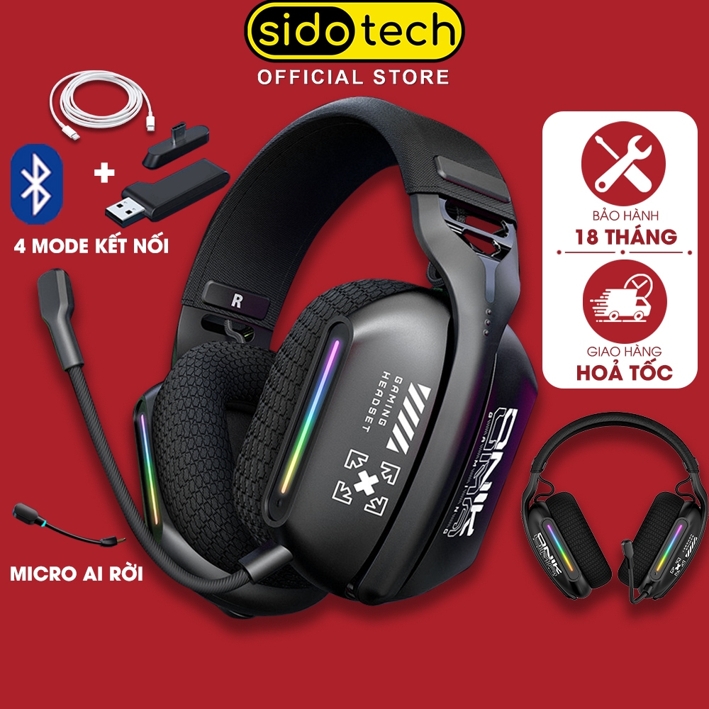 Tai nghe chụp tai không dây gaming SIDOTECH ONIKUMA GT808 bluetooth 3 mode headphone có mic rời 7.1 over ear wireless | BigBuy360 - bigbuy360.vn