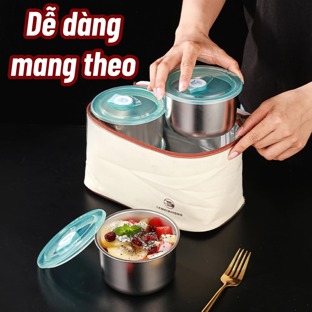 Set 5 hộp đựng đồ ăn để tủ lạnh bằng inox ngăn mùi,có nắp kín dễ dàng bảo quản tiện lợi cho mọi nhà