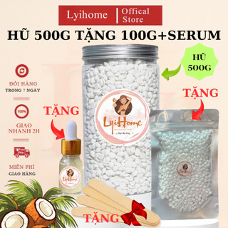 [TẶNG 100G+SERUM] HŨ 500G SÁP WAX LÔNG SỮA DỪA CAO CẤP, DỄ SỬ DỤNG, SỬ DỤNG MỌI VÙNG LÔNG LYIHOME
