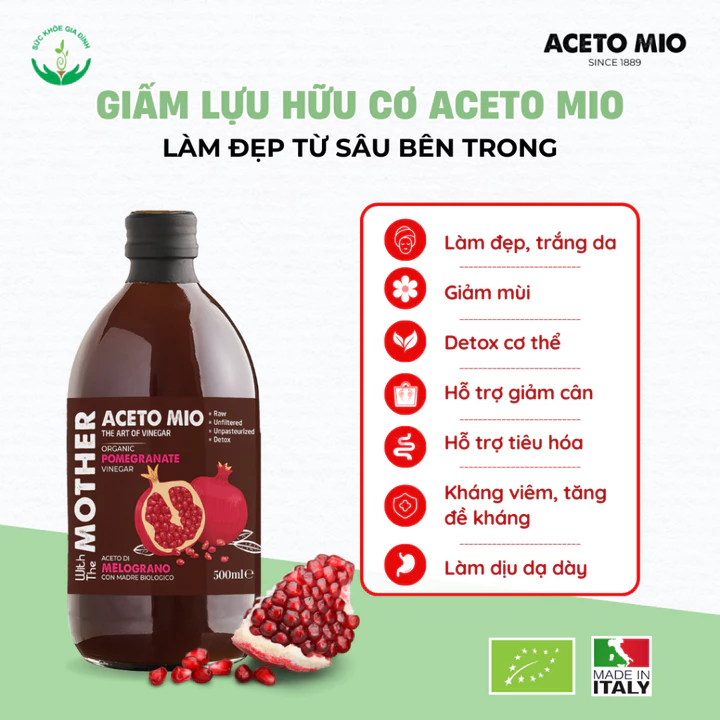 Giấm Táo, Giấm Lựu Hữu Cơ Aceto Mio - Ý - Dấm Táo Giảm Cân Ăn Kiêng Eatclean – 3