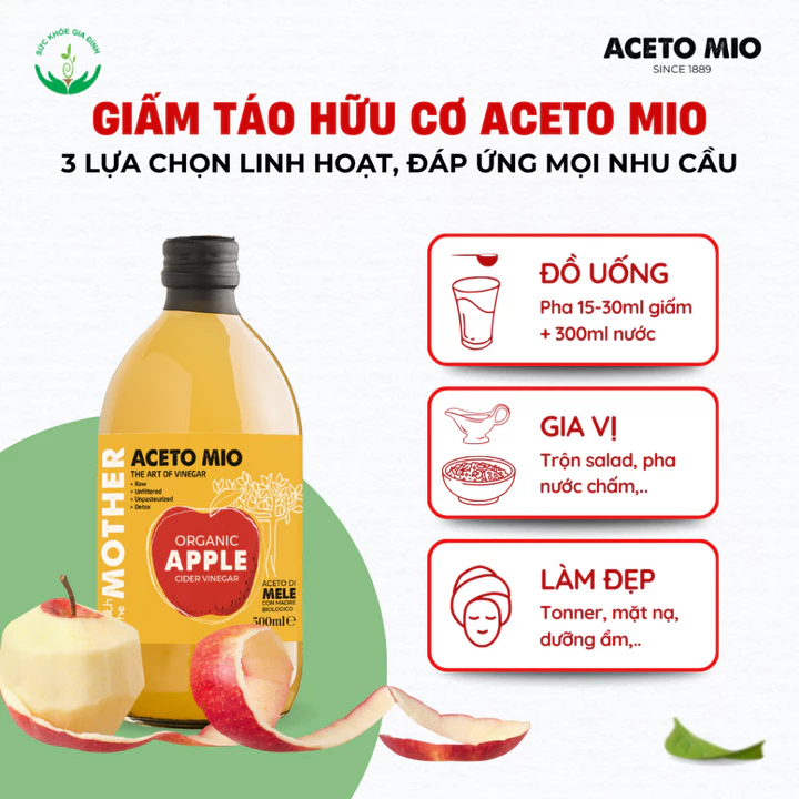 Giấm Táo, Giấm Lựu Hữu Cơ Aceto Mio - Ý - Dấm Táo Giảm Cân Ăn Kiêng Eatclean – 7