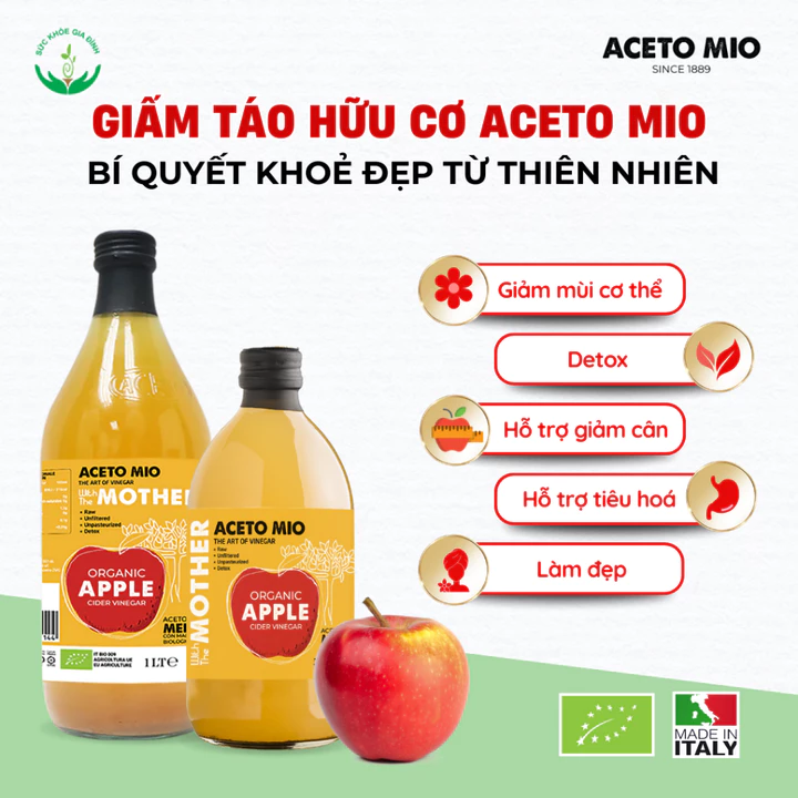 Giấm Táo, Giấm Lựu Hữu Cơ Aceto Mio - Ý - Dấm Táo Giảm Cân Ăn Kiêng Eatclean – 2