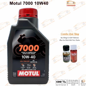 Dầu Nhớt Full Tổng Hợp Cho Xe Máy Motul 7000 10w40 Tặng Kèm 1 Súc Động Cơ E20 Và 1 Phụ Gia Nhớt Mới Turbo