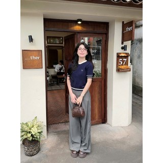[DELIZ] Áo len lông thỏ ngắn tay cổ tròn phối viền trái tim chất mềm hàng thiết kế cao cấp ALC07