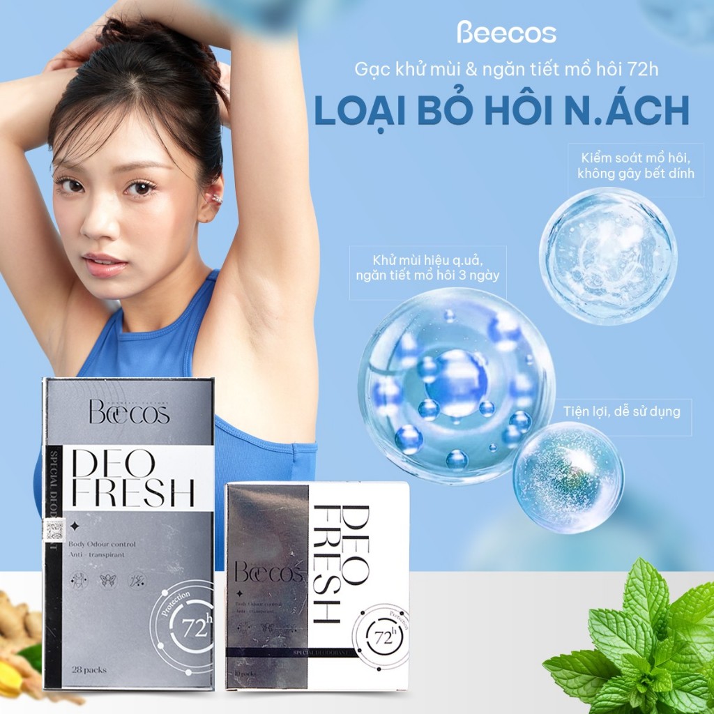 [Chính Hãng] Combo 6 miếng gạc khử mùi và ngăn tiết mô hôi vùng nách, tay, chân đến 72h Beecare