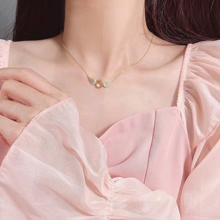 Dây chuyền đôi nam nữ LAMY cánh thiên thần tình yêu Angel Ring Necklace 6446