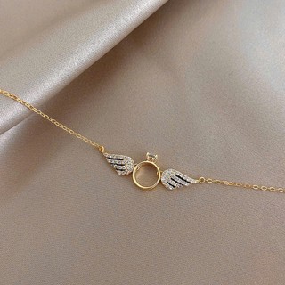 Dây chuyền đôi nam nữ LAMY cánh thiên thần tình yêu Angel Ring Necklace 6446