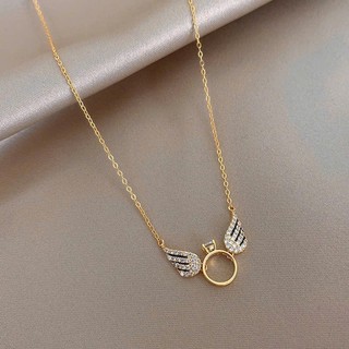 Dây chuyền đôi nam nữ LAMY cánh thiên thần tình yêu Angel Ring Necklace 6446