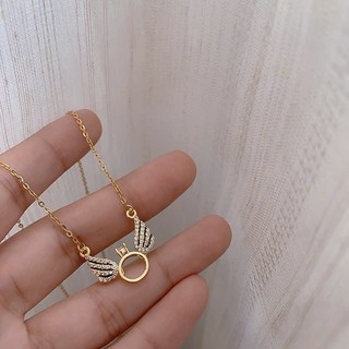 Dây chuyền đôi nam nữ LAMY cánh thiên thần tình yêu Angel Ring Necklace 6446