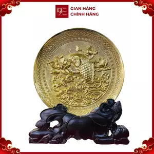 Tranh Đồng Đĩa Cá Chép Hoa Sen ( Đường Kính 19cm ) - Cửu Diệu Thiên - CH003