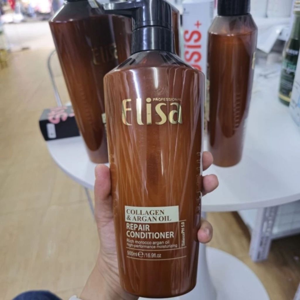 Cặp Dầu Gội Xả Elisabara Collagen & Argan Oil 500ml/800ml | Dưỡng Ẩm, Phục Hồi, Mềm Mượt Tóc.