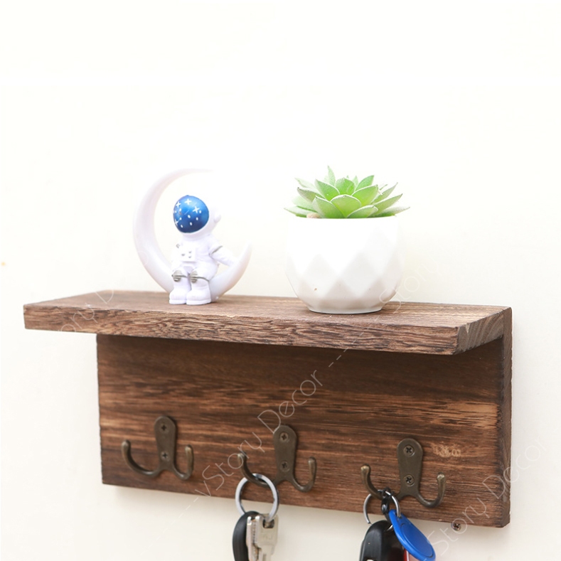Kệ gắn tường màu nâu decor trang trí để phụ kiện đa năng