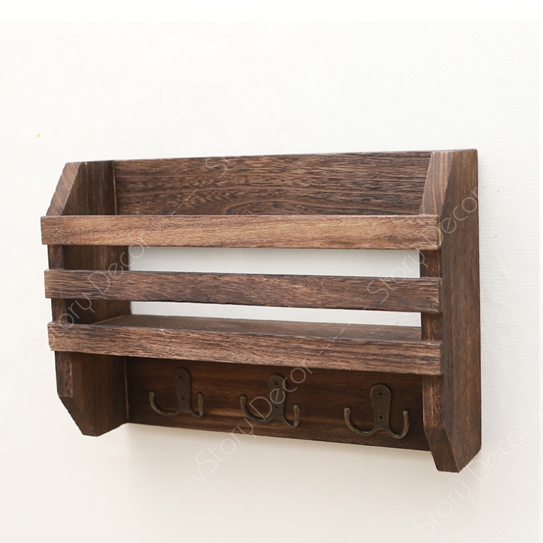 Kệ gắn tường màu nâu decor trang trí để phụ kiện đa năng