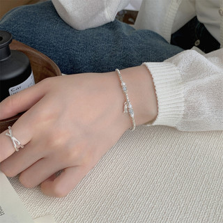 Vòng Tay Bạc 925 Lắc Tay Bạc Vỡ Charm Cá Nhỏ May Mắn PJN Mix Hạt Pha Lê Phong Cách Cho Nữ Đi Học Đi Chơi VT16
