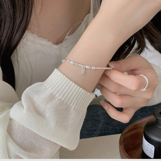 Vòng Tay Bạc 925 Lắc Tay Bạc Vỡ Charm Cá Nhỏ May Mắn PJN Mix Hạt Pha Lê Phong Cách Cho Nữ Đi Học Đi Chơi VT16