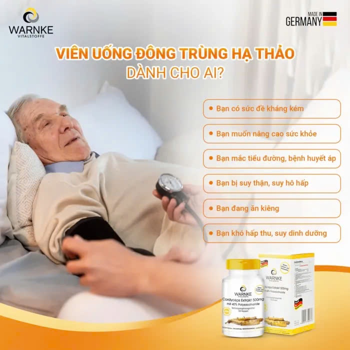 Viên Uống Đông Trùng Hạ Thảo Đức Cordyceps Extrakt WARNKE VITALSTOFFE 500mg