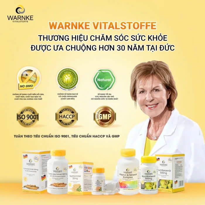 Viên Uống Đông Trùng Hạ Thảo Đức Cordyceps Extrakt WARNKE VITALSTOFFE 500mg