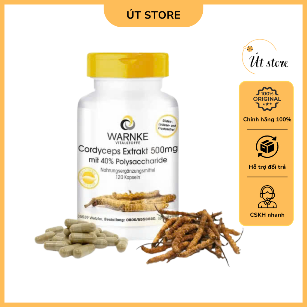 Viên Uống Đông Trùng Hạ Thảo Đức Cordyceps Extrakt WARNKE VITALSTOFFE 500mg