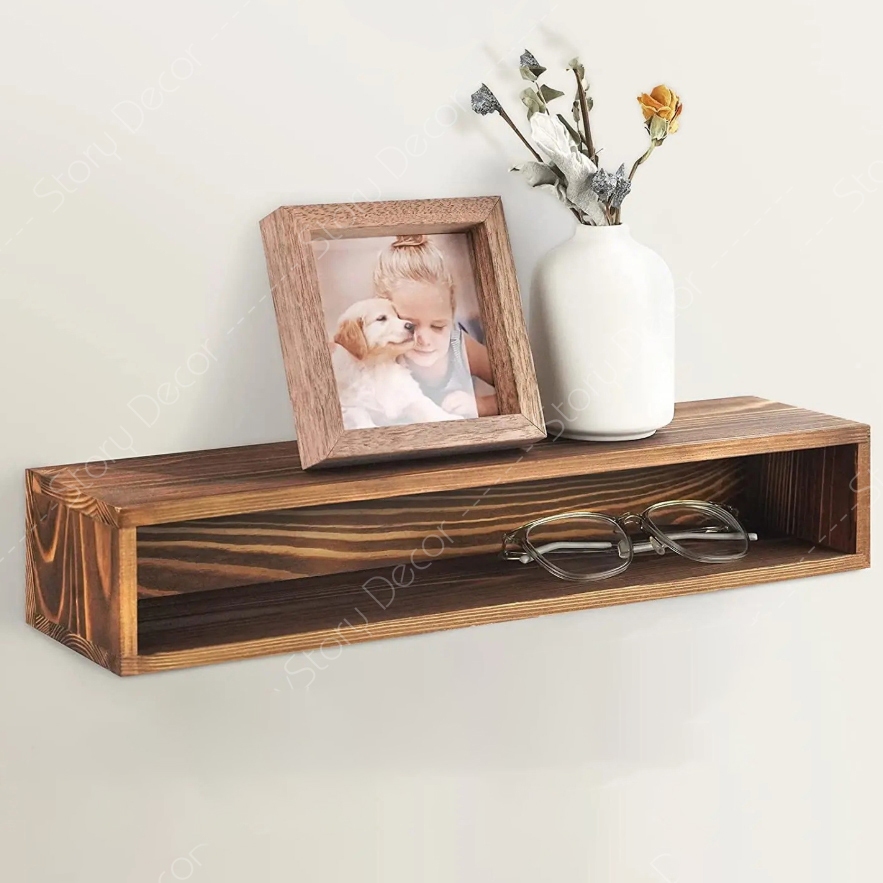 Kệ gắn tường màu nâu decor trang trí để phụ kiện đa năng