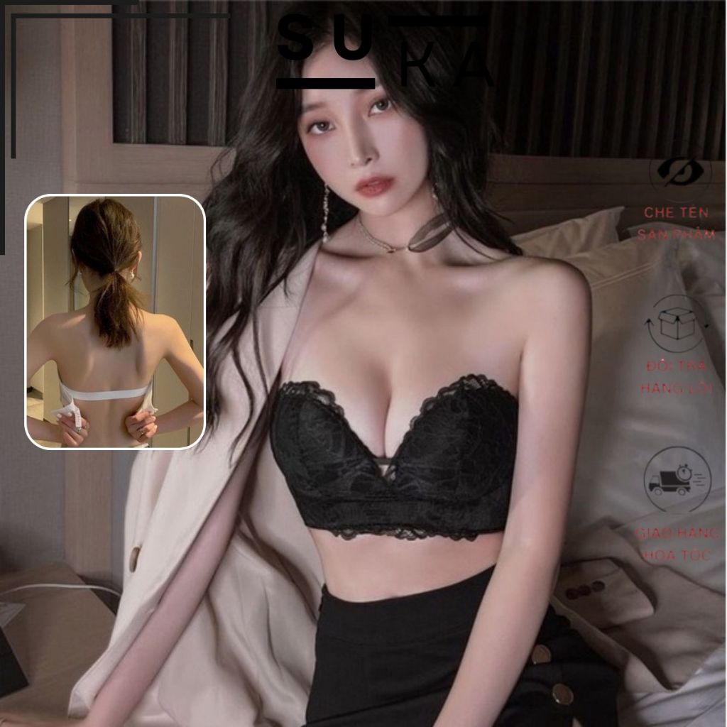 Áo ngực nữ lót nâng ngực phối ren không gọng chống tuột 590