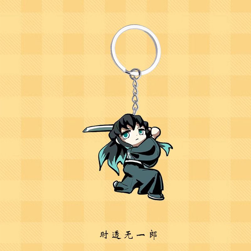 Demon Slayer: Kimetsu no Yaiba móc khóa Tokitoru Muichiro anime ngoại vi mặt dây chuyền acrylic mặt dây chuyền cặp học