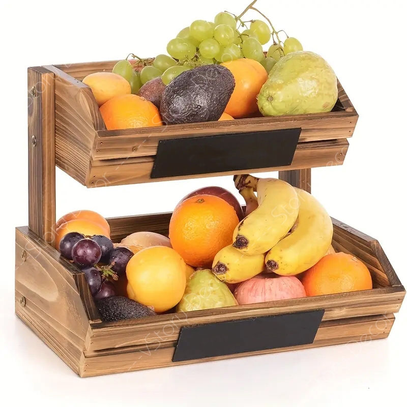Kệ hoa quả, kệ nhà bếp kệ để đồ đa năng màu nâu óc chó. kệ bánh kệ 2 tầng
