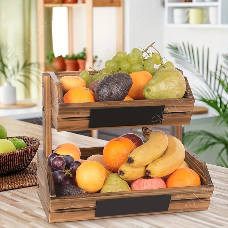 Kệ hoa quả, kệ nhà bếp kệ để đồ đa năng màu nâu óc chó. kệ bánh kệ 2 tầng