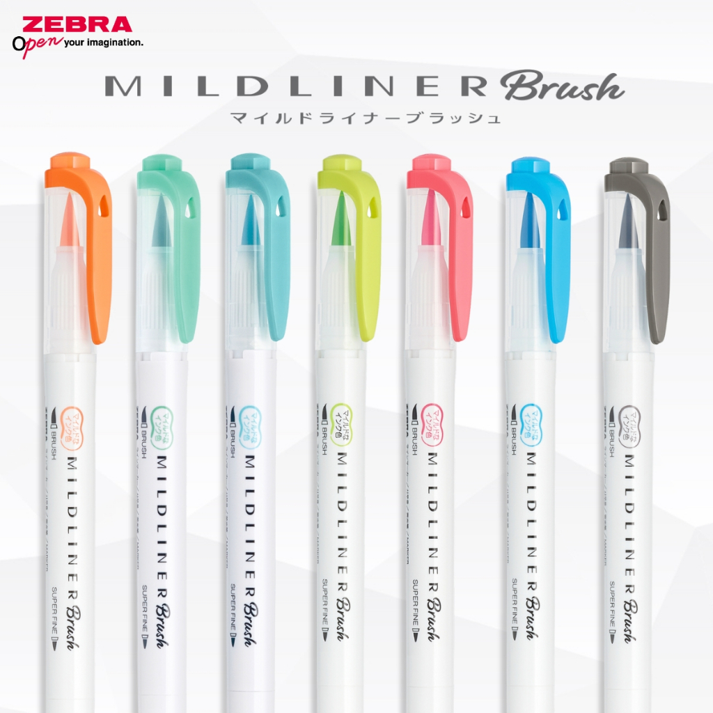 Ảnh Bút Dạ Quang Mildliner Brush Zebra Pen 25 Màu- Đầu Highlight 0.5mm-0.7mm - [Chính hãng] - 1 cây 1