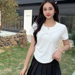 Áo Côc Trơn Cổ Tròn Phối Ren Khăn Nhẹ Nhàng