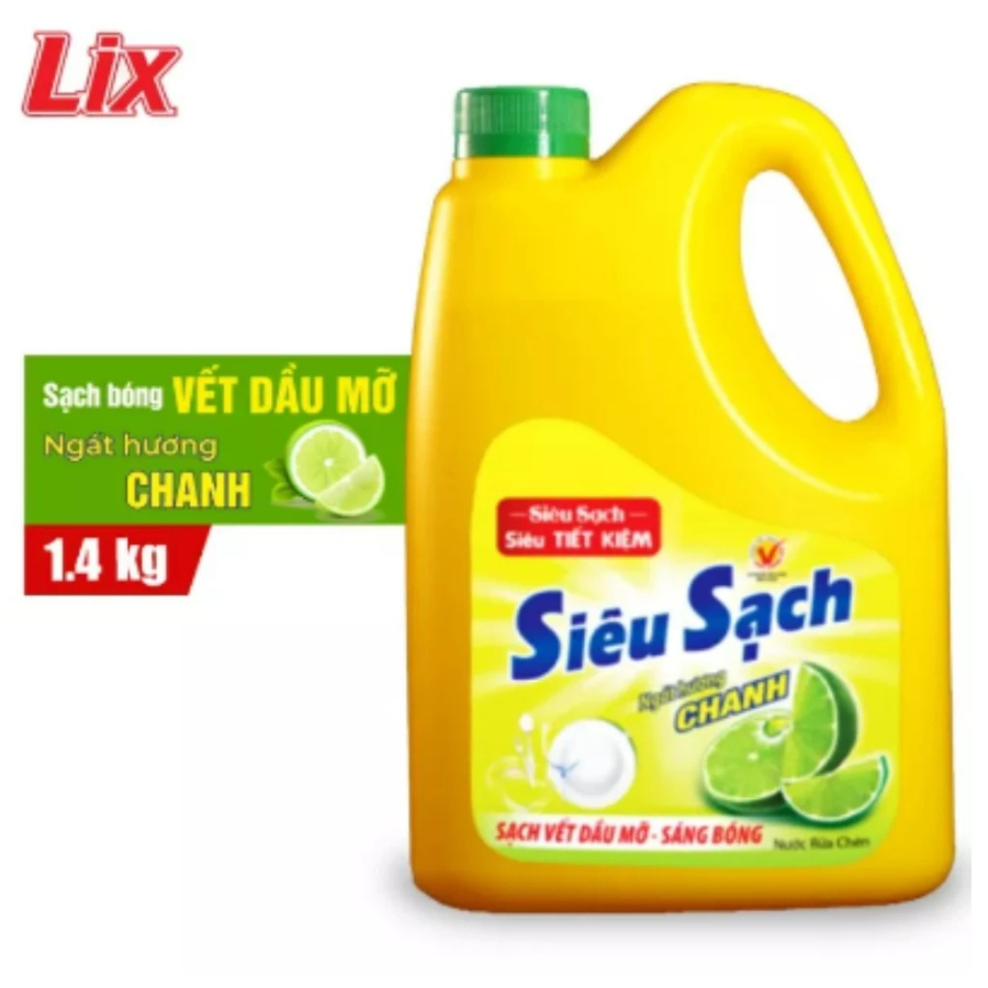 Ảnh Combo 2 nước rửa chén Lix siêu sạch hương chanh can 1,4kg tặng 1 nước lau bếp On1 tinh dầu chanh Yuzu, 2C-NS140+N6701 2