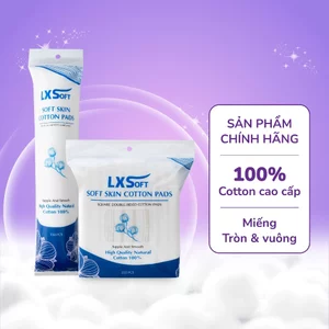 Bông tẩy trang 3 lớp LXSoft cao cấp 100% cotton tự nhiên - Không xơ bông - Mềm mịn, thấm hút tốt - 150 miếng