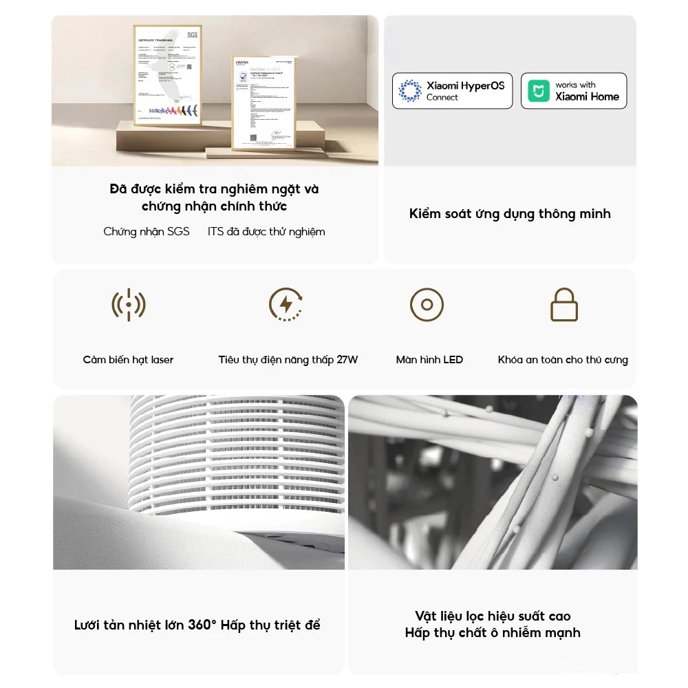 Máy Lọc Không Khí Xiaomi Smart Pet Care Air Purifier | Diện tích 16 -27m2 | Thiết Kế Cho Nhà Có Thú Cưng | BH 12 Tháng