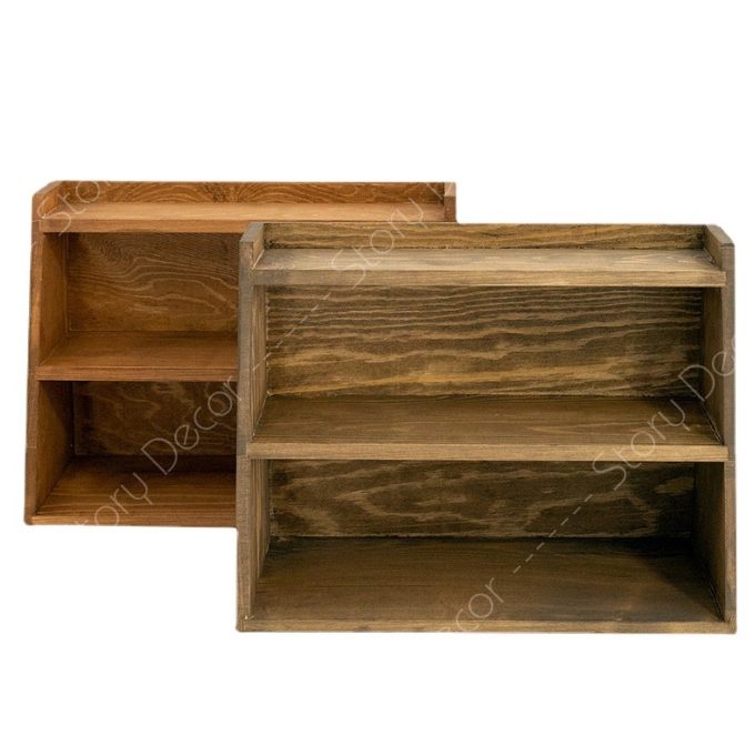 Kệ gỗ 3 tầng để đồ trang trí, mô hình, phụ kiện đa năng màu nâu óc chó