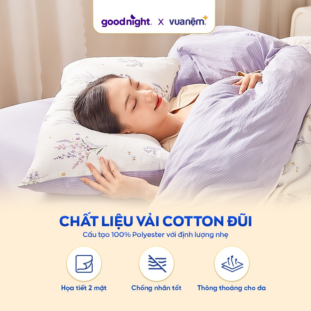 Ảnh Bộ Ga Gối 4 Món Vua Nệm Goodnight Bamboo 25cm, Bộ Ga Đũi Họa Tiết Trang Nhã, Gân Đũi Mềm Mại, Thoáng Mát 4