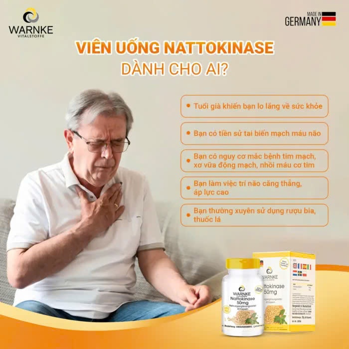 Viên Uống Chống Đột Quỵ Đức Nattokinase – Nattokinase 50mg Fermentiert 2000 FU WARNKE VITALSTOFFE