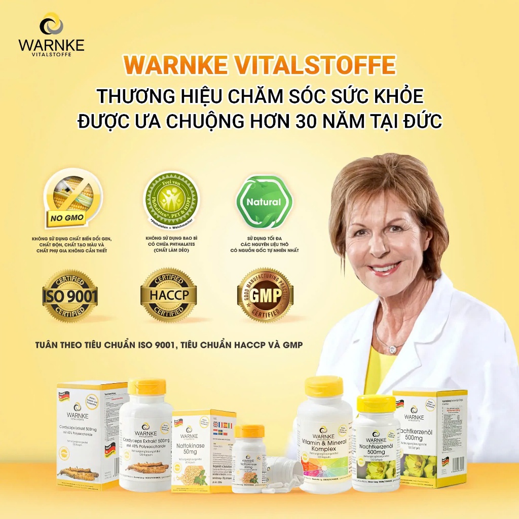 Viên Uống Chống Đột Quỵ Đức Nattokinase – Nattokinase 50mg Fermentiert 2000 FU WARNKE VITALSTOFFE