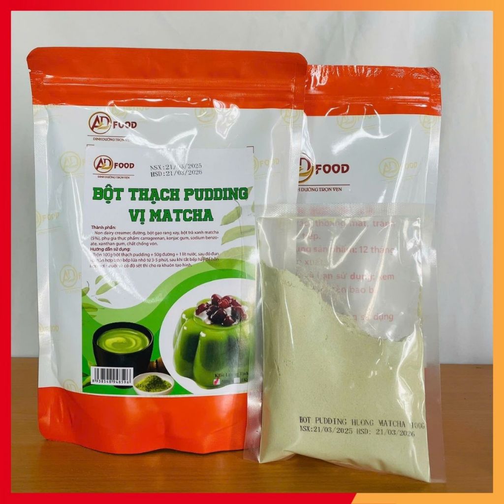 1kg gói thạch pudding  vị matcha hương thơm đậm vị