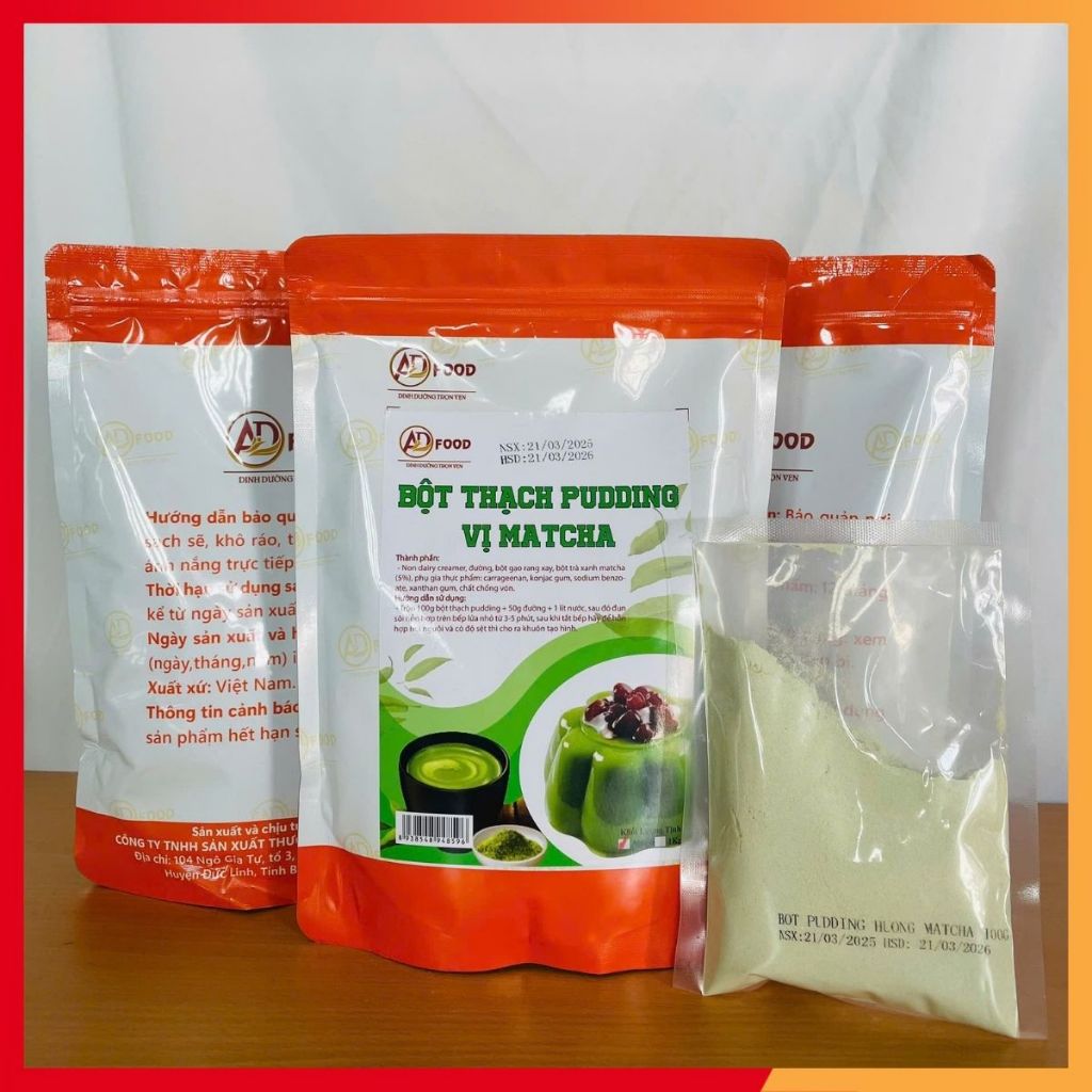 1kg gói thạch pudding  vị matcha hương thơm đậm vị