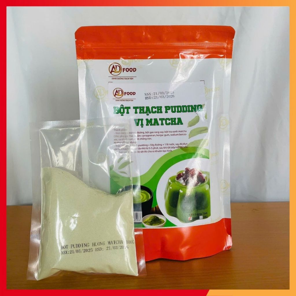 bột thạch pudding vị matcha thơm ngon dinh dưỡng 500gr