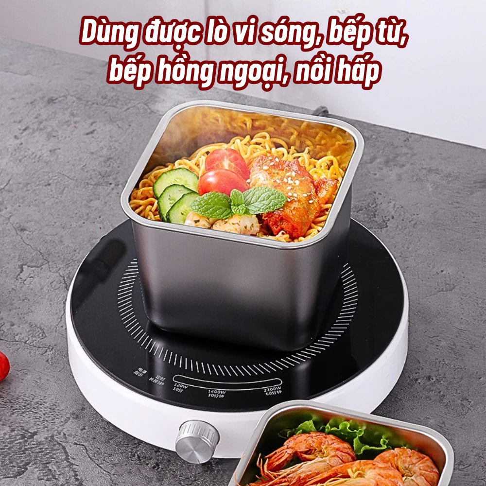 Hộp đựng thực phẩm bằng inox dung tích 2200ml, 4000ml, khay đựng đồ để tủ lạnh có nắp đậy ngăn mùi