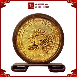Tranh Đĩa Đồng Hoa Sen 2 Mặt , Mạ Vàng 24K ( Đường Kính 22cm ) - Cửu Diệu Thiên - SD009